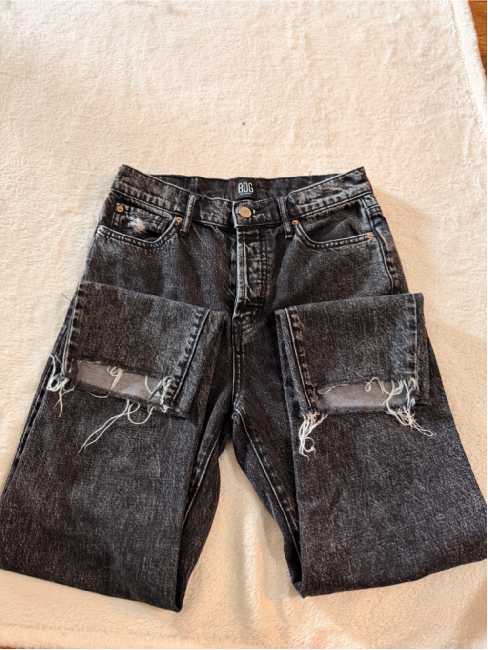 BDG Slim Straight Leg Jeans Size 26 Black Acid Wash